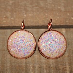 Opal w/ Rose Gold 25mm Druzy Earrings